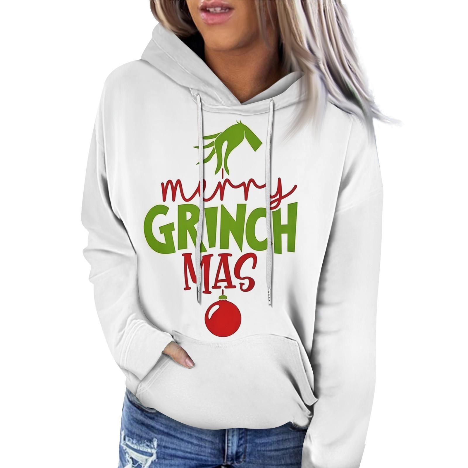 Women s Fashion Casual Long Sleeve Christmas Printed Sweatshirt XL