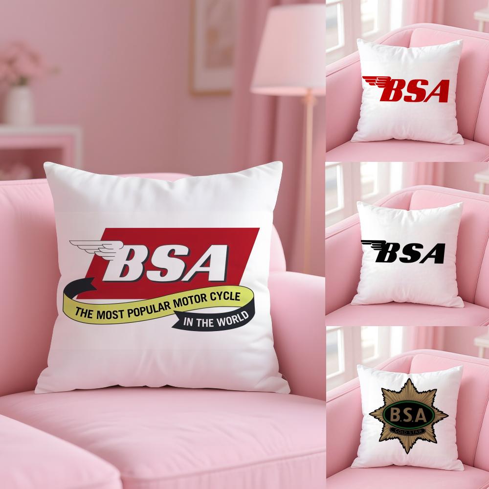 Moto B-Bsa Cushion Cover Plush Fabric Soft Double-Sided Printed Invisible Zipper Sofa Pillow Case Home Decor
