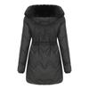 Women’s Parkas Long Coat Warm Padded Cotton Jackets Detachable Faux Fur Hooded Zipper Overcoat Winter Outdoor Casual Wear