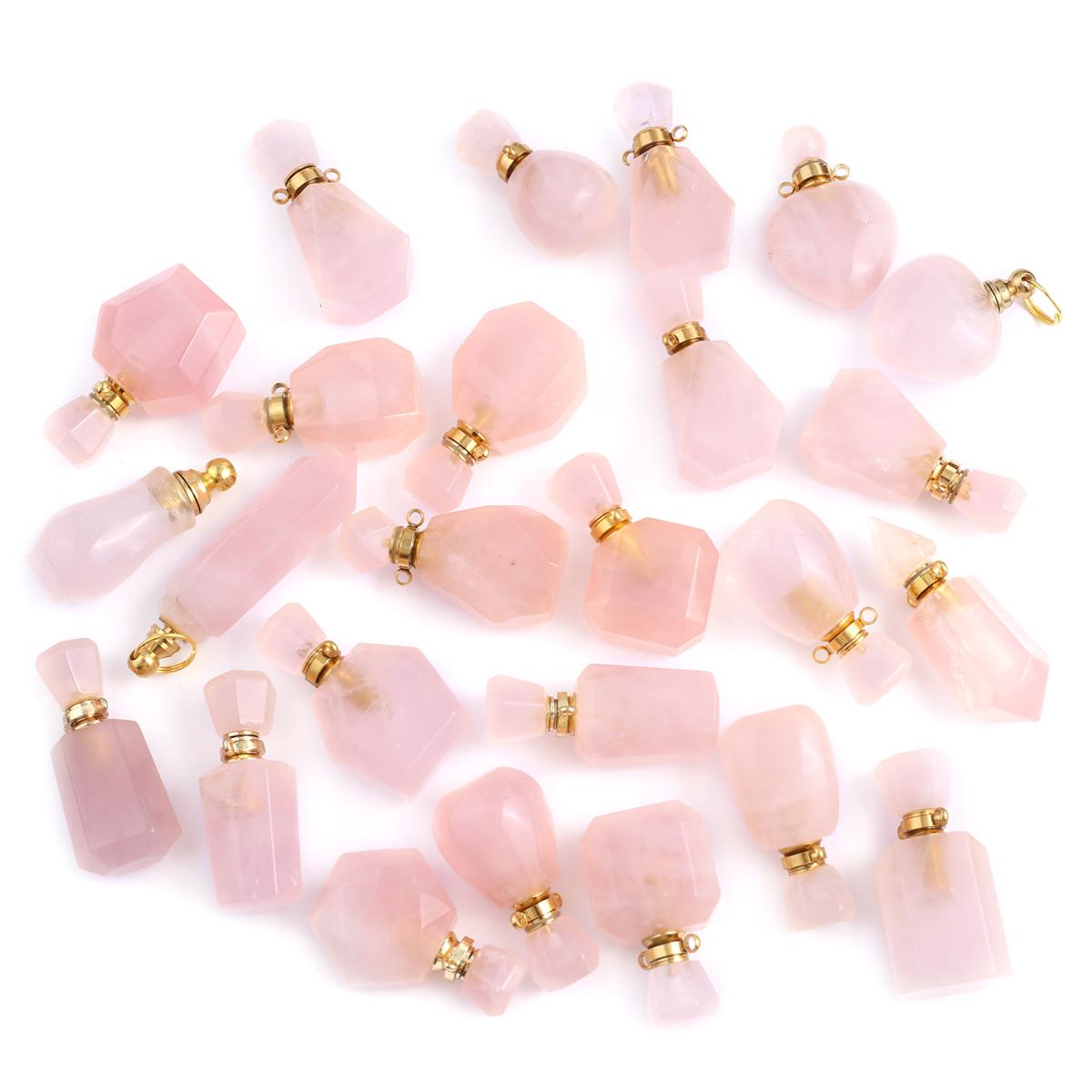 

1 шт., рейки-исцеляющий розовый хрустальный кулон, энергия, натуральный камень, флакон духов, подвески, сделай сам, для женщин и девочек, подарок на День святого Валентина, аксессуары, любовь, свадьба, поделки 1Pc розовый