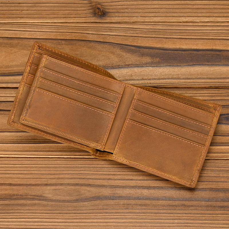 Men's Leather Short Wallet, Crazy Horse Leather, Multi Card Slot, 30% Off, Wallet Clip Layer, Cowhide Wallet