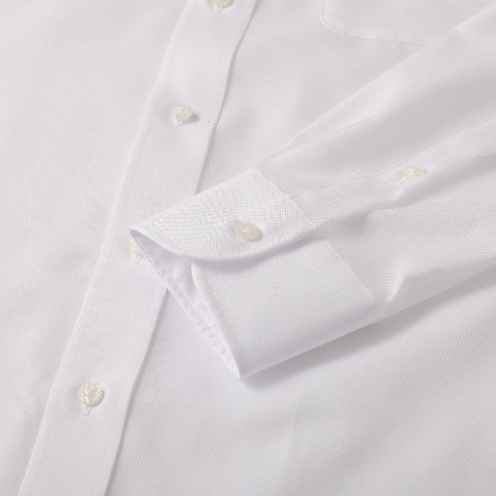 HITOYOSHI Easy Care Shirt Long Sleeve 10 Sizes Royal Hitoyoshi Dress Shirt Cotton LB-B1 [Button Down/White Oxford/39-84] Men's 100%