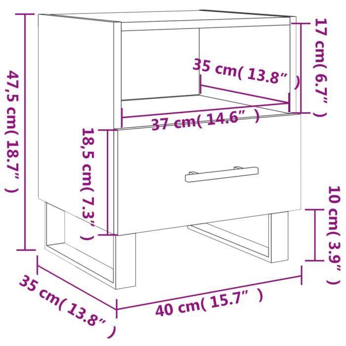 VidaXL Tables de chevet 2 pcs noir 40x35x47,5 cm bois d’ingénierie 827487