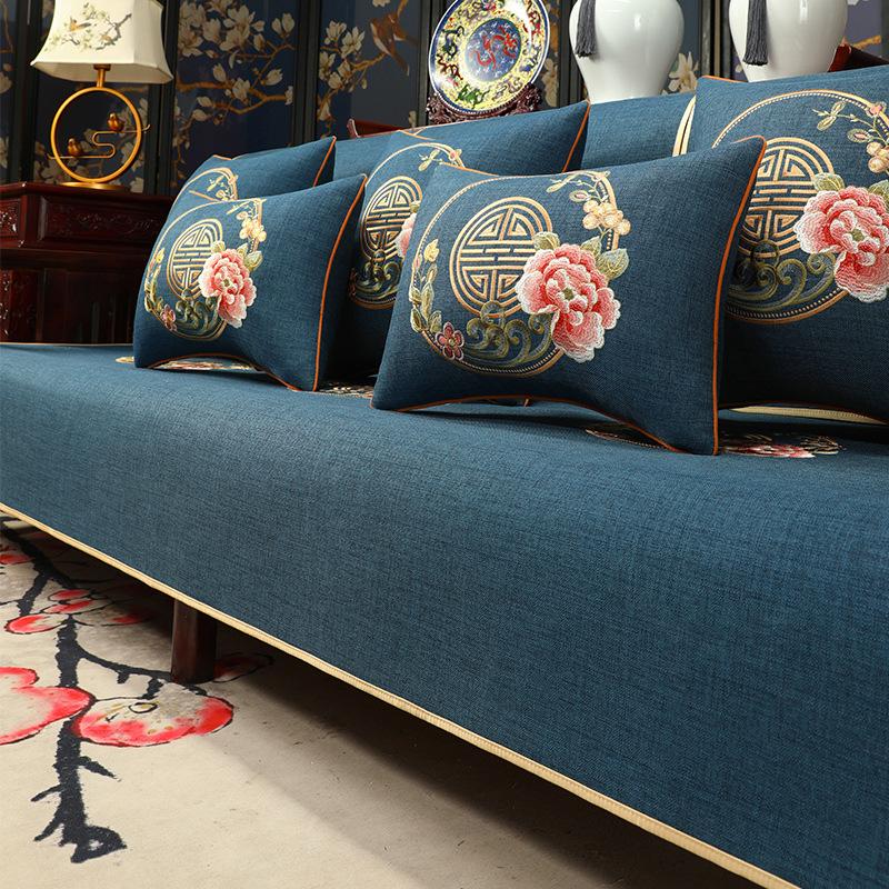 Mahogany Furniture Sofa Cushion, Seat Cushion Cover, Embroidered Backrest Towel, High-Grade Non-Slip Cover Brohan Bed Cushion Cover