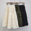 Damen Unifarbener Einzigartiger High-Waist Rock Eleganter A-Linien Halber Rock