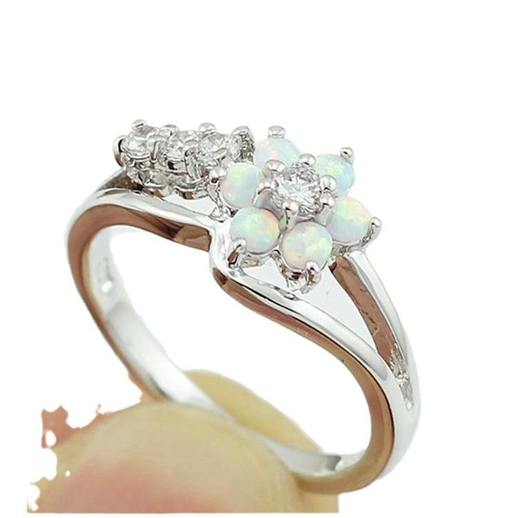 Creative Flower Opal Diamond Ring - Women's Hot-Selling Engagement Jewelry