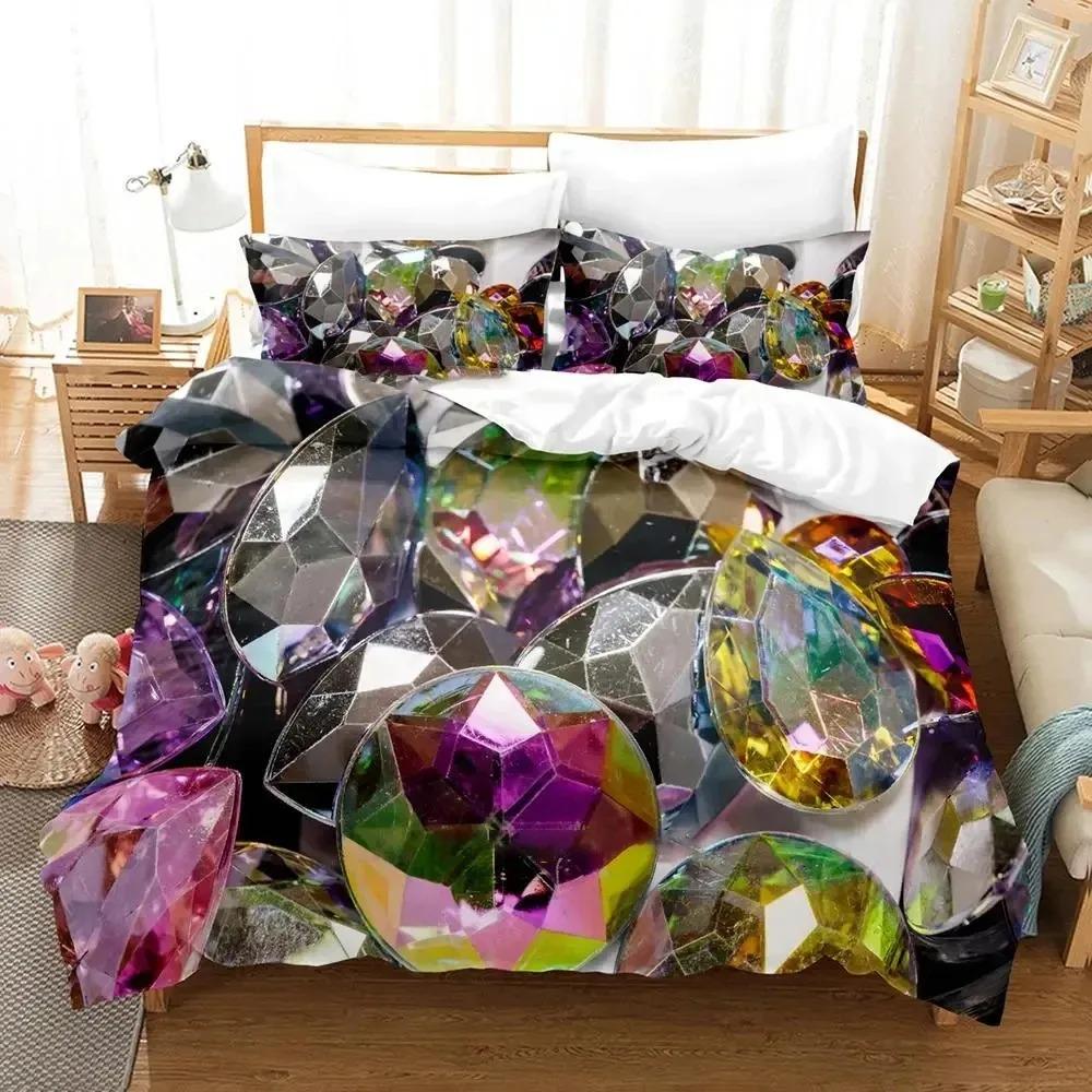 Artistic Crystal Bedding Set Boys Girls Twin Queen Size Duvet Cover Pillowcase Bed Boys Adult Fashion Home Textileextile