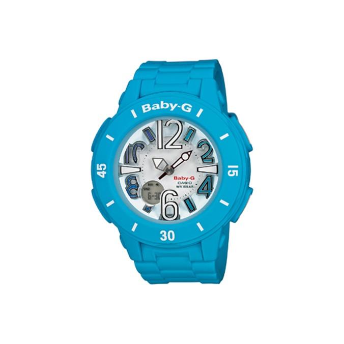 

Casio Baby-G Series 3D Dial Bright Blue Waterproof Shockproof Neon Lighting Sports Casual Quartz Movement Resin Strap Women Watches White BGA-170-2B Blue Strap