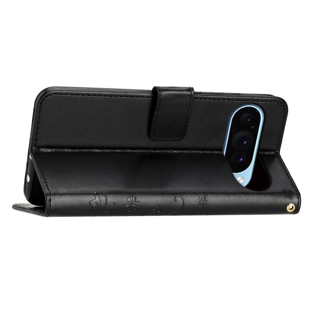 For Google Pixel 9 Pro XL Cell Phone Case Butterfly Imprinted Anti-Scratch Leather Wallet Cover