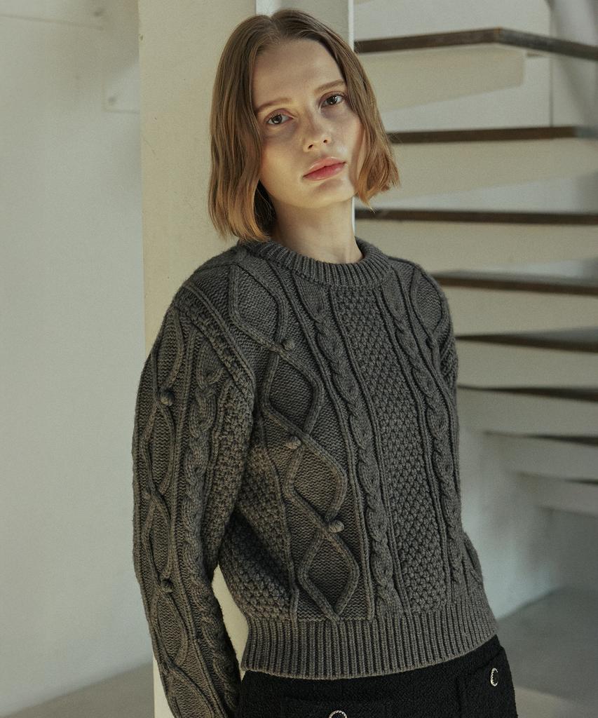YUPPE Bell Cable Knit_Charcoal