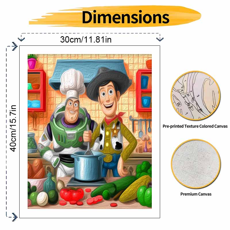 Disney Toy Story cooking oil painting art painting kit, handmade diy art painting home wall decoration, fun creative kitchen wall decor art