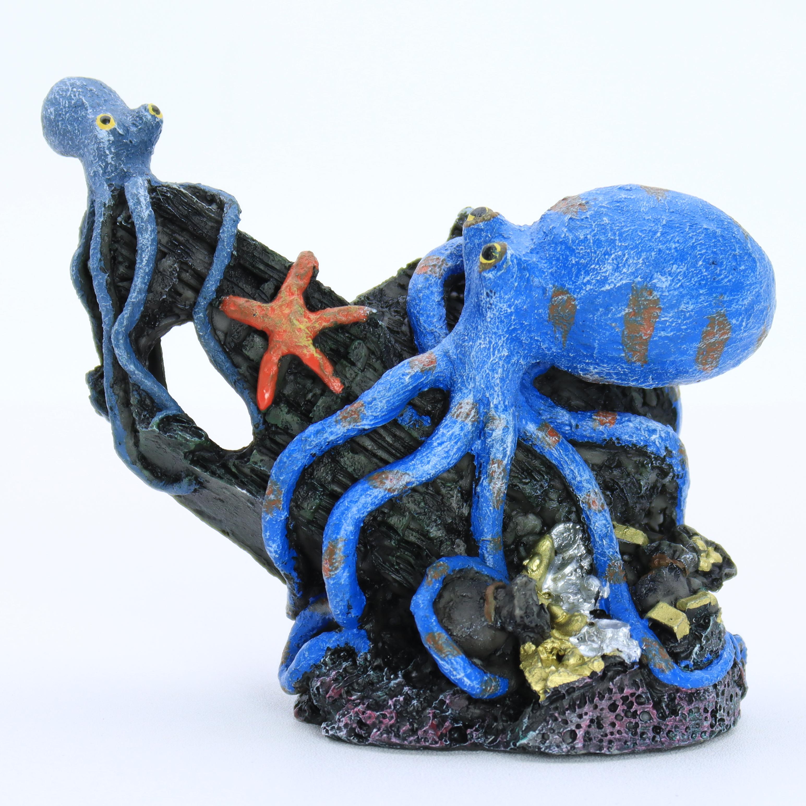 

1 pc blue octopus resin aquarium decoration, realistic and vivid, bright color, aquarium decoration, fish tank resin decoration синій