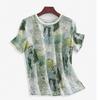 Heavy silk T-shirt women's short-sleeved new fashion top printed mulberry silk t-shirt