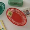 1Pc Storage Basket Retro Style Plastic Colour Desktop Storage Unique Hollow Out Snack Plate Drain Basket