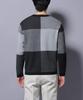 Nano Universe Block Check Crew Neck Size L Men's Knit, (140), Green, 672-5222209