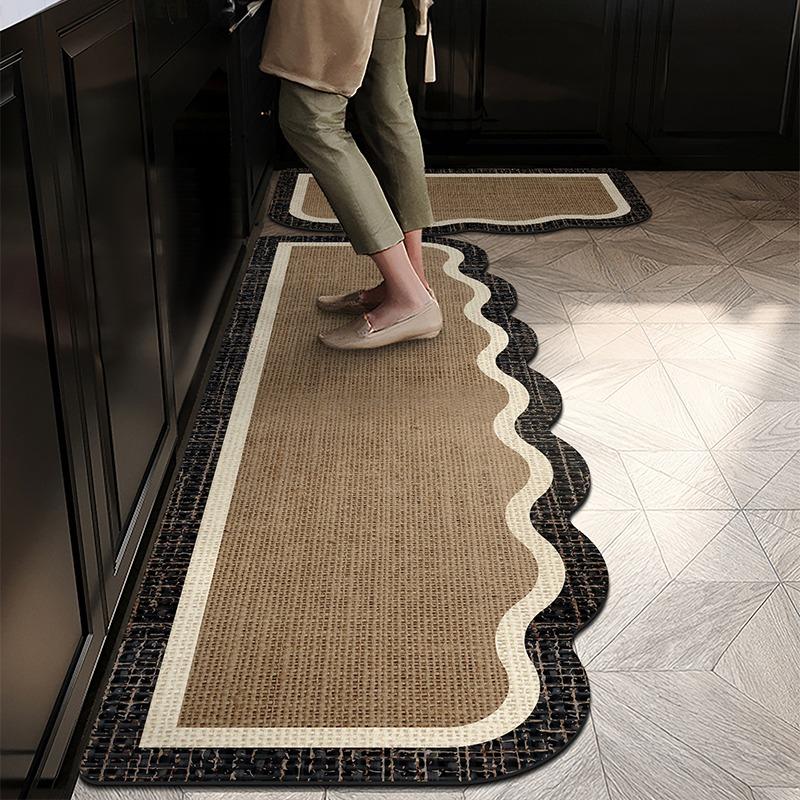 

Kitchen Floor Mat Non-slip Waterproof Oil-proof Carpet Irregular Minimalist Line Texture Rug Home Decoration Foot Mats 1pc 50x80cm