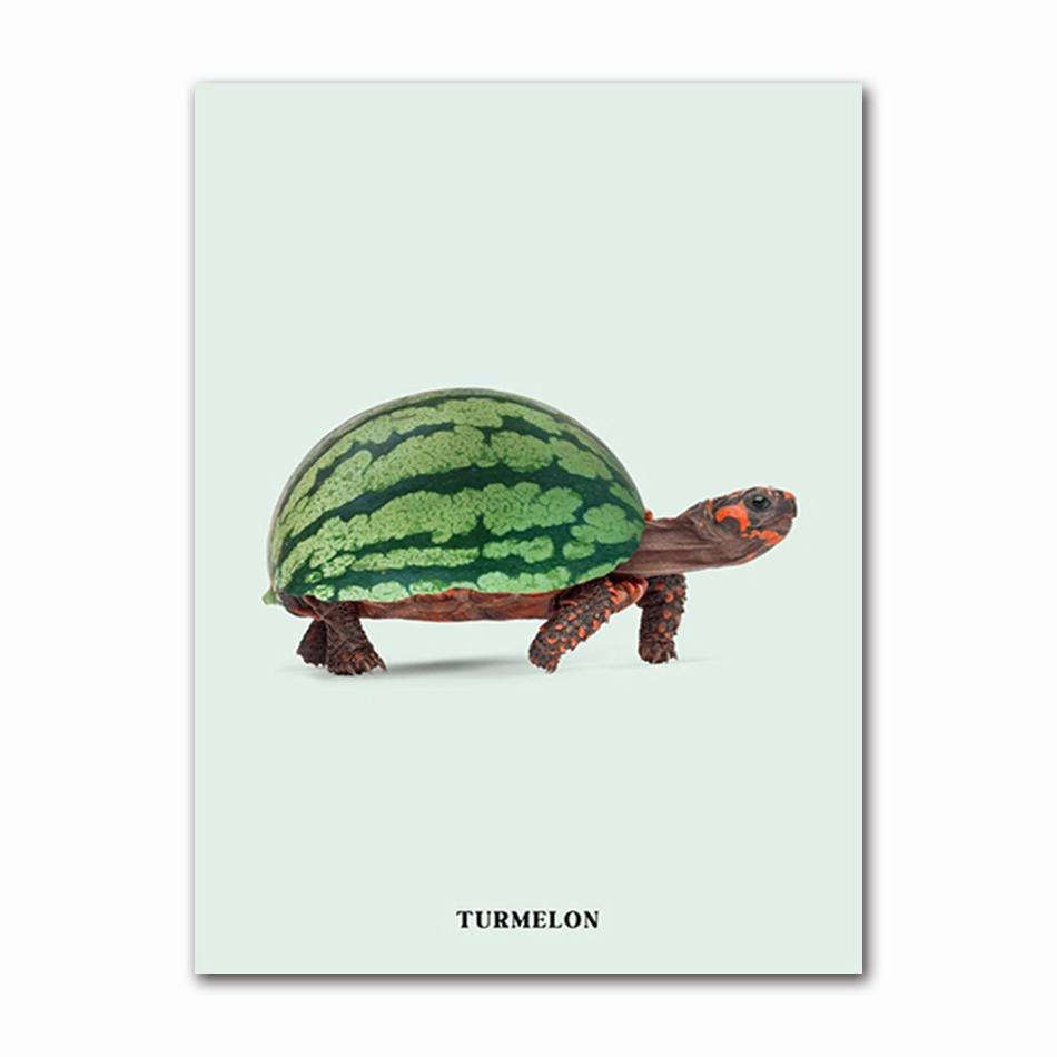 Funny Fruit Animal Poster, Kitchen Canvas Painting, Garlic, Goose,Cauliflower, Sheep Wall Picture, Living Room Decor