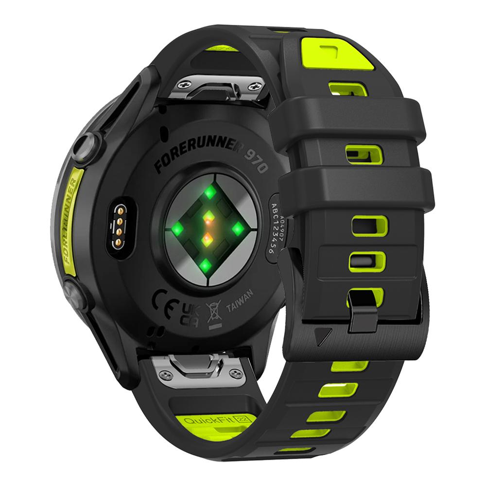 QuickFit 22mm Two-Tone Silicone Band For Garmin Forerunner 970 965 955 Solar 945 935 745 Descent G2 Fenix E Watch Strap Bracelet