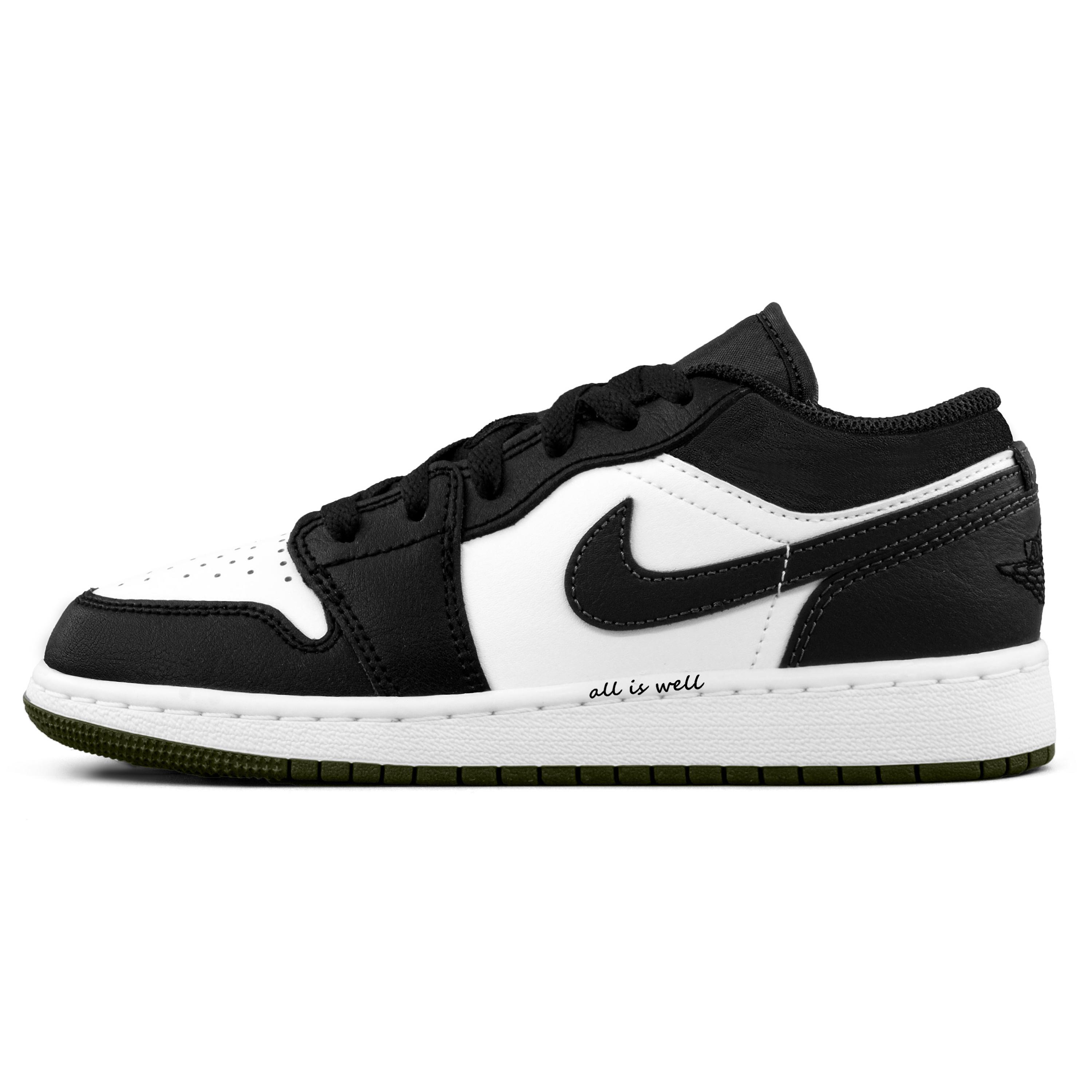 

Jordan Air Jordan 1 Leather Cushioning, Wear Resistant Low top Vintage Basketball Shoes Unisex Black White 553558-092(Team425-) 36