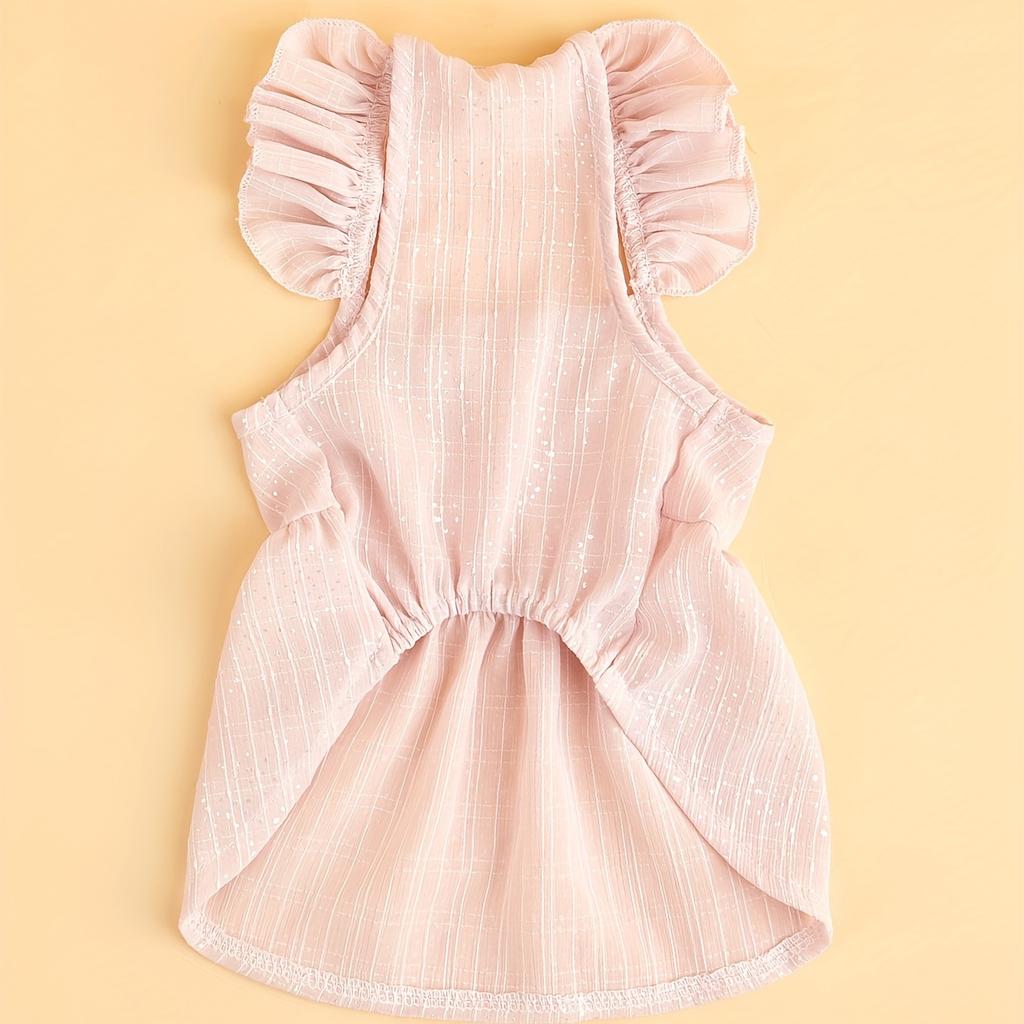 Dog Dress Ruffle Sleeve Breathable Kitten Princess Dress Cat Dress for Small Medium Dogs Puppy