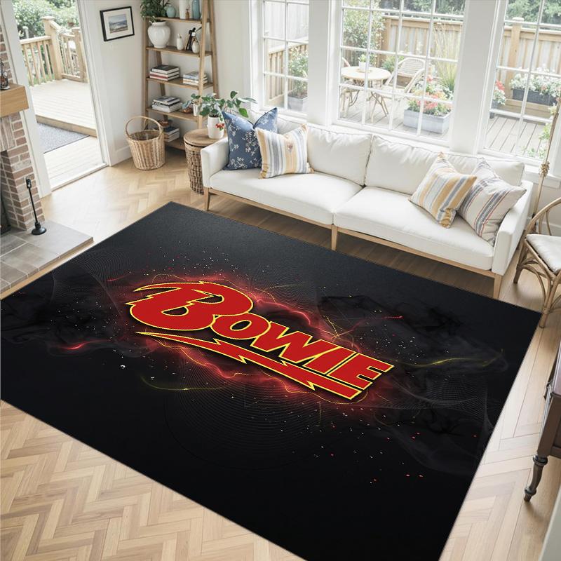 David Bowie Design Kristall Samt Teppich Gemütlich Nicht?Rutschfester Teppich mit Aufdruck für Schlafzimmer Wohnzimmer Eingang