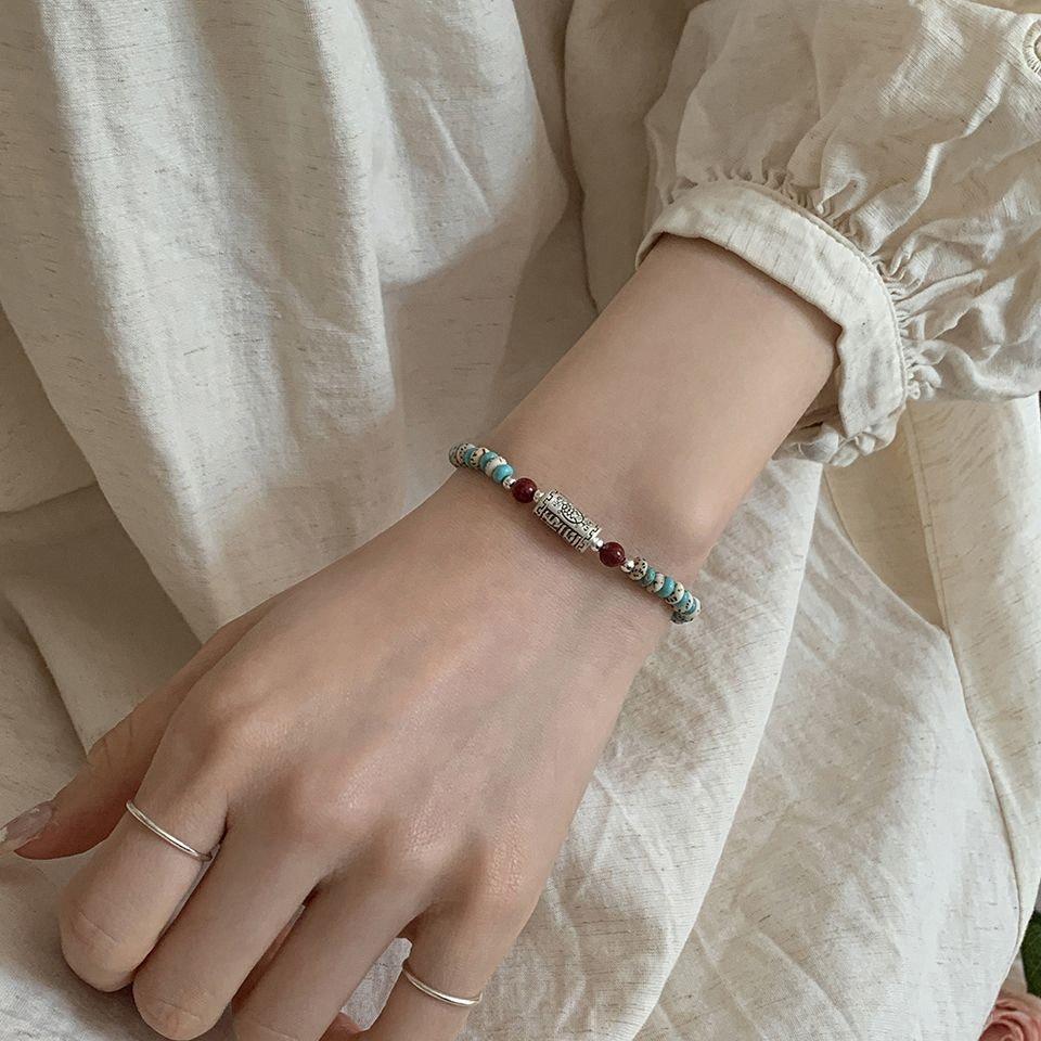 Handmade Star-Moon Bodhi Turquoise Lucky Bracelet, Retro New Chinese Ethnic Style Unisex Jewelry, Travel Souvenir