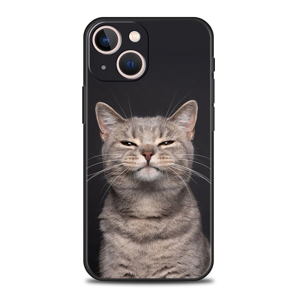 Kawaii Love Cat Phone Case For iPhone 17 16 15 Pro Max 11 12 13 14 7 8 Plus SE 2020 X XR XS Cover Soft Black