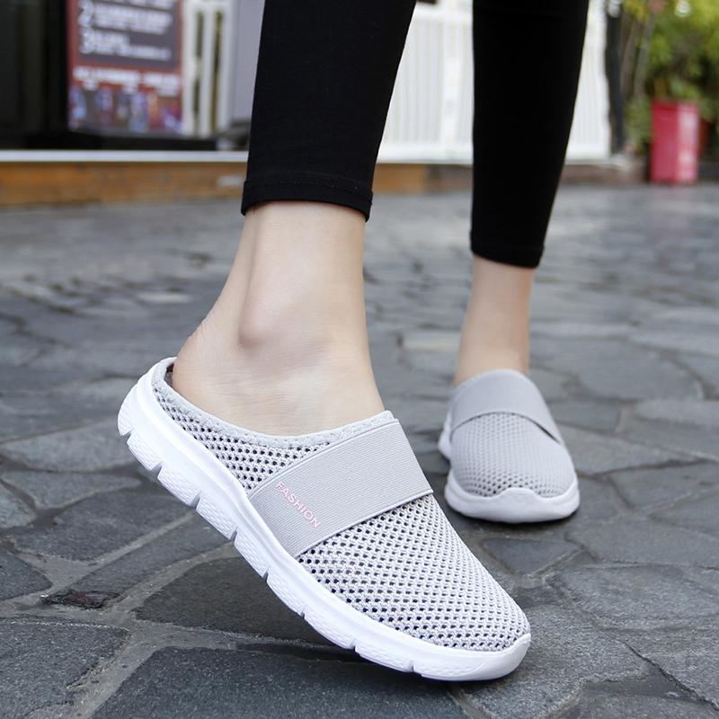 Women Slippers Casual Sandals  Backless Sneakers Summer Slip on Black Lightweight Orthopedic Shoes Large Size
