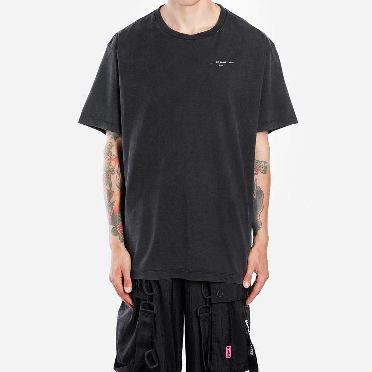 OFF WHITE Übergroßes T-Shirt mit abstrakten Pfeil-Stickerei OMAA038F191850111001
