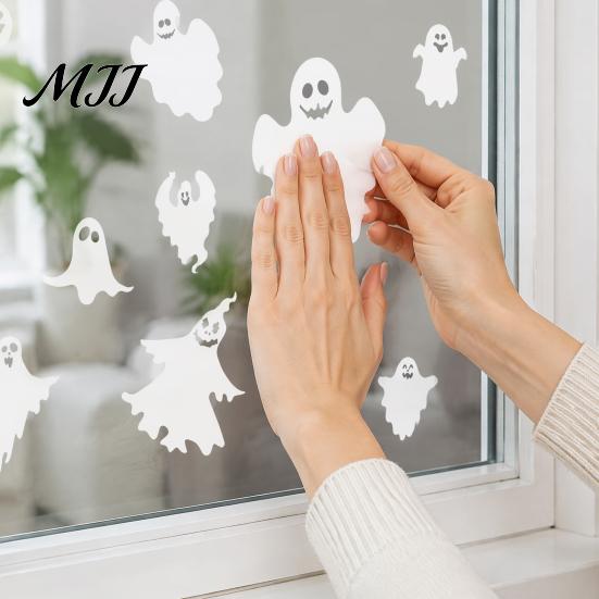Halloween Party Supplies Ghost Window Clings, Static Stickers, Waterproof Glass Clings Decals, Spooky Home Decor for Indoor Outdoor Horror Atmosphere