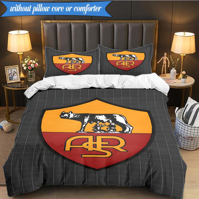 3PCS Rome Wolf Football club Printed Soft Bedding Set,Including 1pc Duvet Cover And 2pcs Pillowcases Perfect for Bedroom, Dormitory, Fan gift
