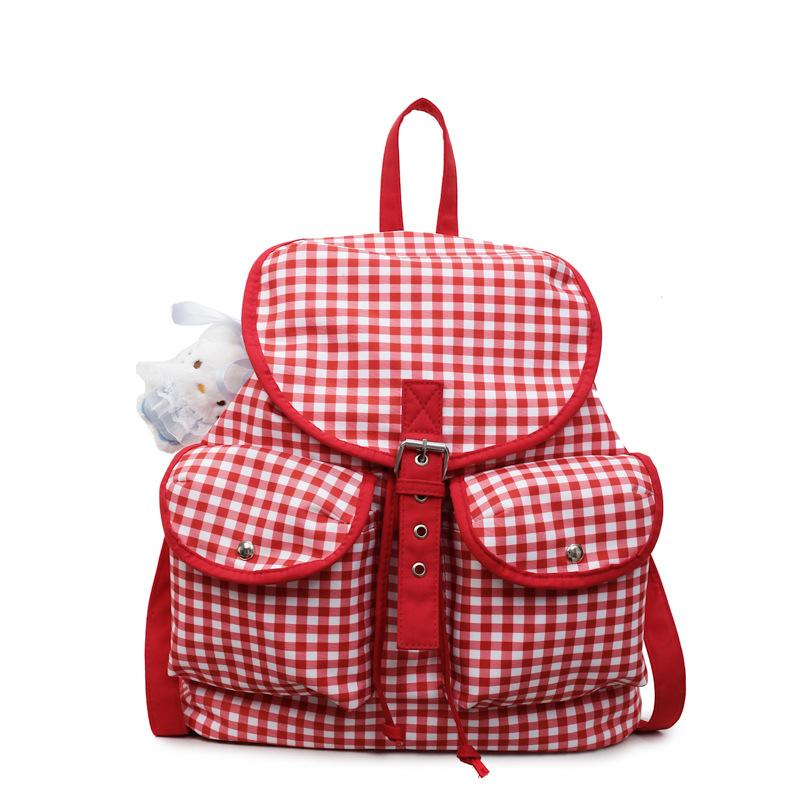 2025 Summer New Fashion Korean Niche Plaid Backpack Large Capacity College Pocket Japanese Backpack Women