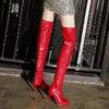 Sexy Thigh High Boots Women's Winter Shoes Zipper Black Red Heeled Over-the-knee Boots Fetish Party Shoes Ladies Large Size