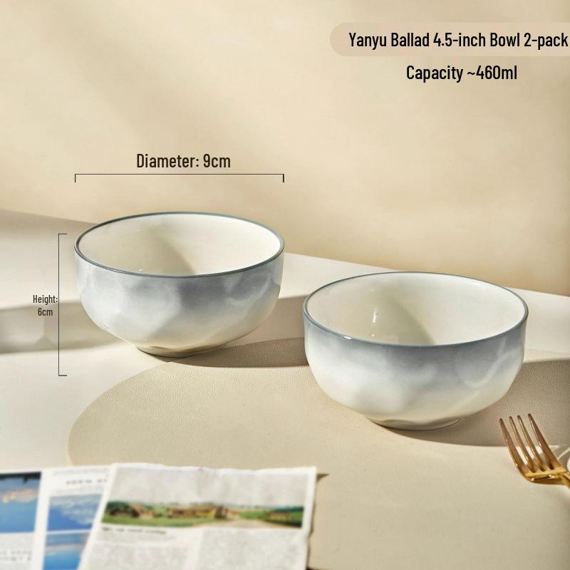 קערת מרק ונודלס קרמית עבה יוקרתית בצבע תת-זיגוג