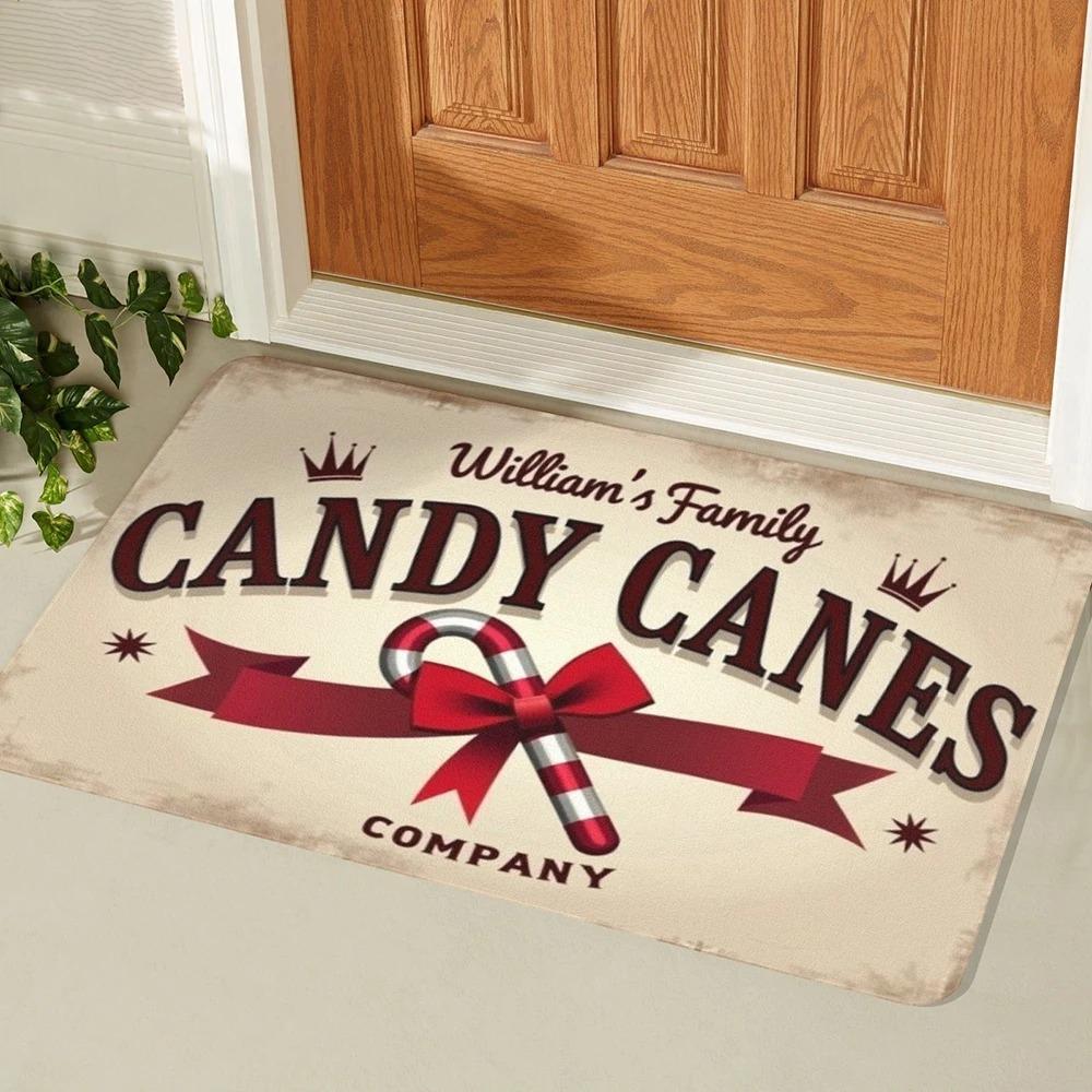 1pc Christmas Candy Canes Doormat , Holiday Indoor and Outdoor Rear Front Door Welcome Mat Winter Door Mat
