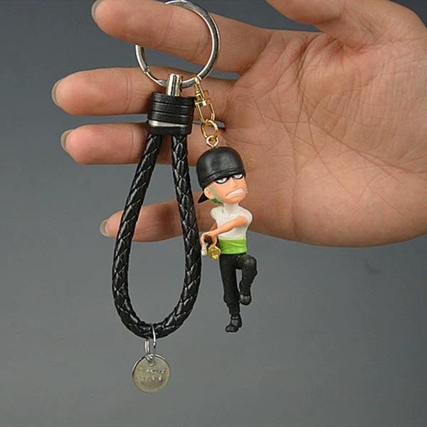 One Piece Model Cartoon Keychain Roronoa Zoro Monkey D Luffy Cartoon Toys Ornament Key Bag Car Keyring Birthday Gifts