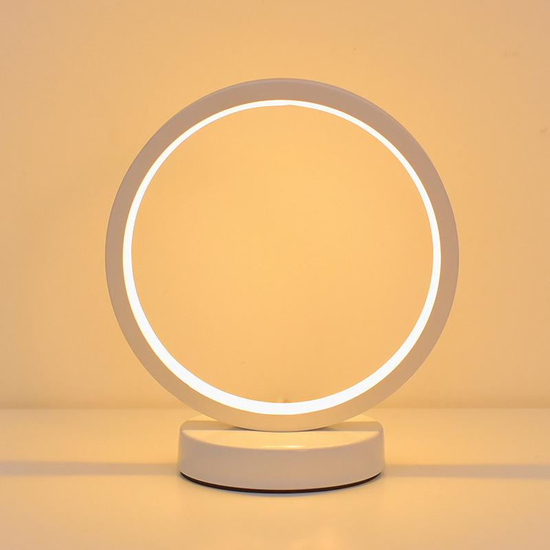 Nordic Circular LED Night Light, Minimalist Ring Soft Table Lamp, Bedroom Bedside Ambient Decor Lamp, Black & White Available