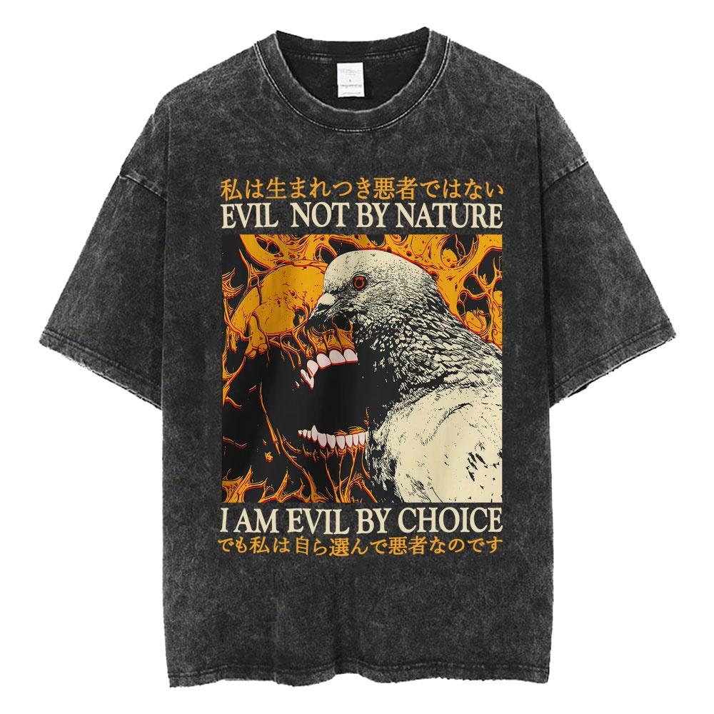 

Creepy Cute Animal Graphic TShirts Vintage Washed Black Tees Funny Horror Relatable Quotes Perfect for Anime Fans Streetwear S