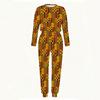 Female Round Neck Long Sleeve Top And Elastic Waist Straight Leg Trousers Two Piece Leisure Outfit
