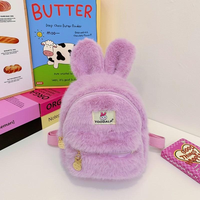 

Adorable Cartoon Plush Backpack For Kids Featuring Cute Bunny Design Perfect For Preschoolers Purple Without Pendant