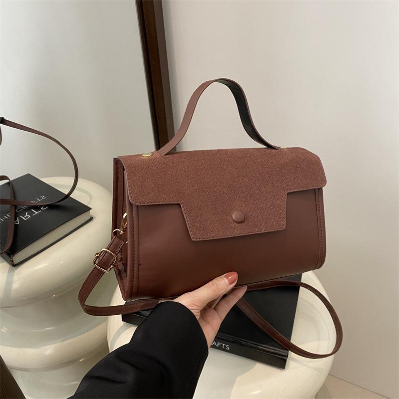 Retro Matte Handbag  New Spring Fashion Solid-color Shoulder Bag  Patchwork Handbag  Textured Crossbody Bag