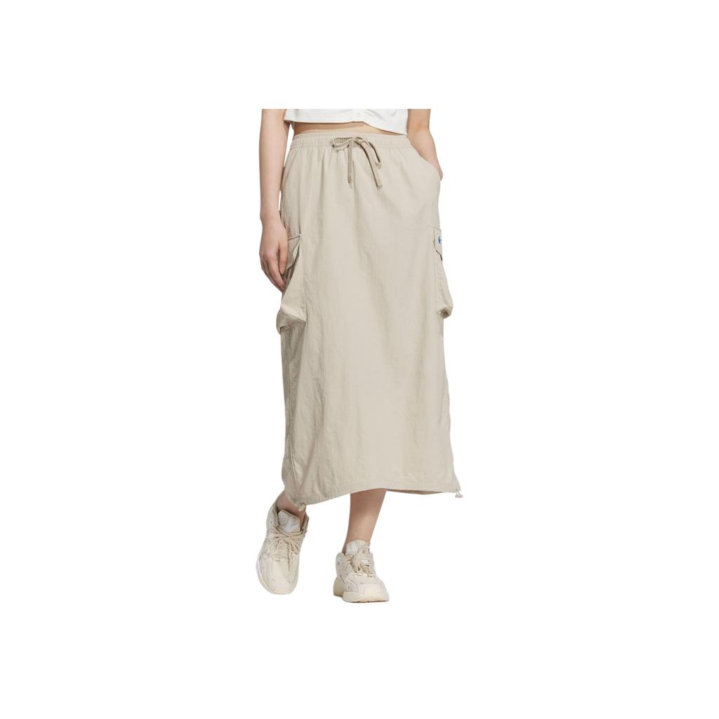 Adidas Originals Chinese V-Day Solid Color Lace-Up Mid-Rise Long Casual Skirt Women Skirts Light-Brown JM2714