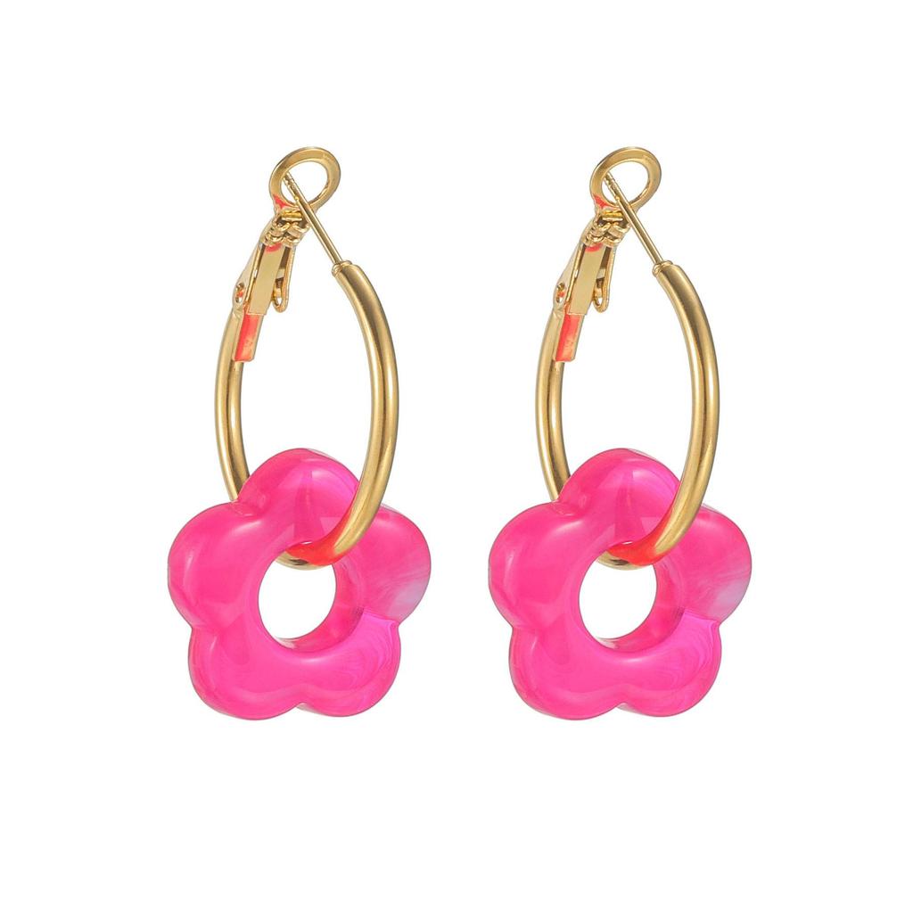 Macaron Color Flower Tassel Earrings, 18K Gold-Plated, Light Luxury Versatile, Niche High-End.