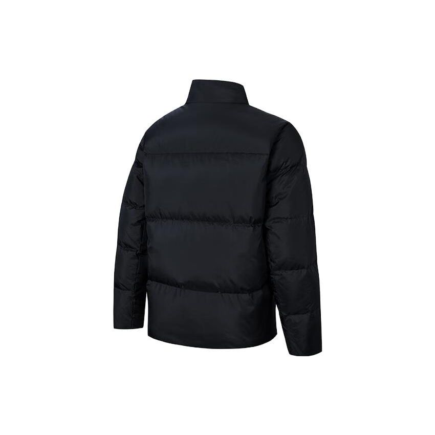 Anta Solid Color Zip Stand Collar Warm Long Sleeve Down Jacket Men Outerwear Basic-Black 152347934-4