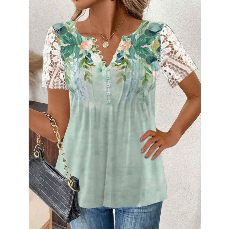 DICIFY Women's Fashion Casual Summer Spring Short Sleeve V-Neck Blouses & Shirts