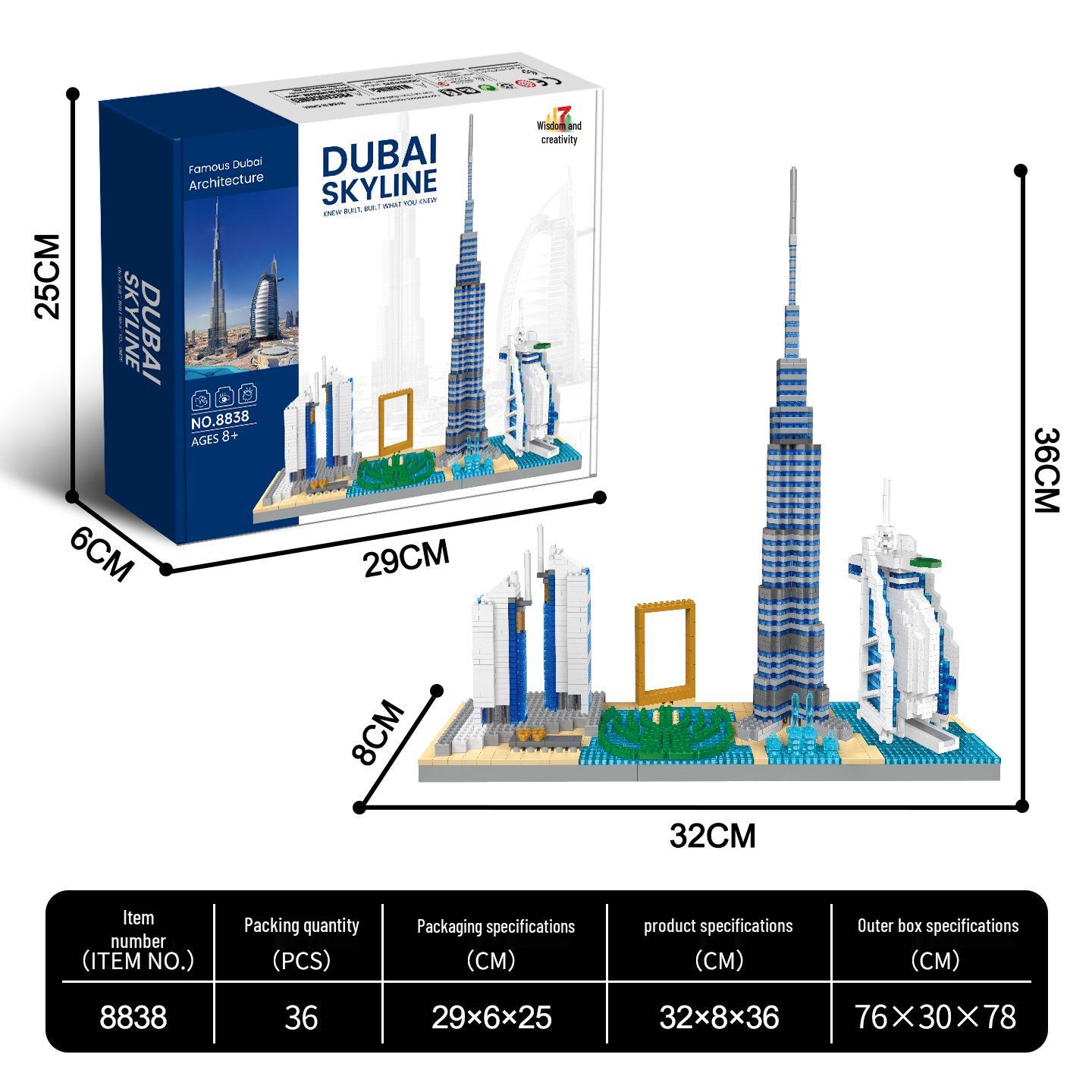 

Трансграничные строительные блоки: Набор игрушек из микрочастиц «Панорама Нью-Йорка и Дубая» Source Factory - Labeling Available