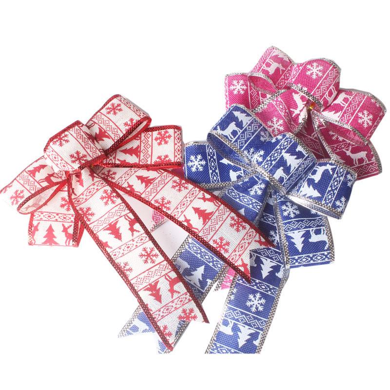 Holiday 25cm Delightful Bow Decoration In White Pink And Blue For Merry Christmas Celebrations