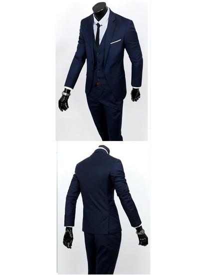 Men's Slim Fit Three-Piece Suit - British Casual Business & Wedding Style