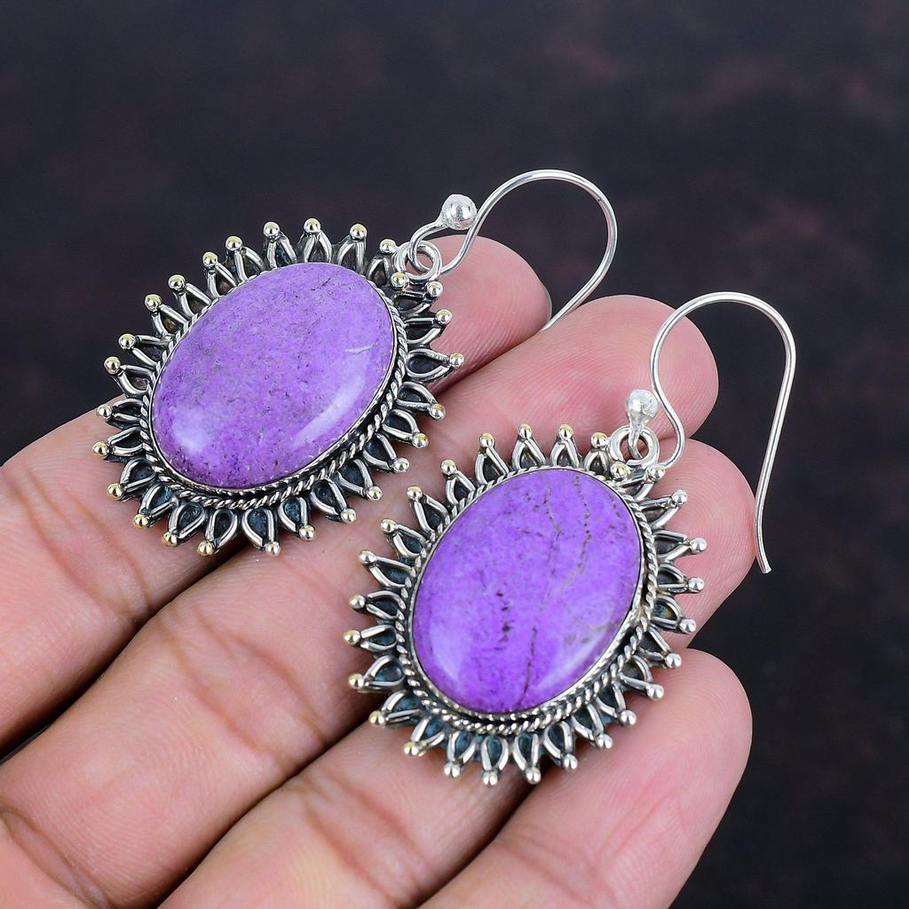 Purpurite Earring Natural Gemstone Earrings Handmade Jewelry 925 Sterling Silver Earring Antique Jewelry Amazing Drop Earring Gifts For Mom