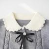 Süßer Babydoll Damen Pullover Top Damen Knopfleiste Cardigan Eleganter Rollkragen Strickware Langarm Schleife Gebundenes Oberteil Herbst